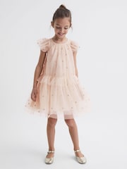 Reiss Pale Pink Fifi 9-12 yrs Tulle Embroidered Dress - Image 3 of 6