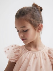 Reiss Pale Pink Fifi 9-12 yrs Tulle Embroidered Dress - Image 4 of 6