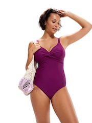 Speedo Plum Purple Brigitte Shaping 1 Piece Swimsuit - Image 1 of 8