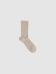 Reiss Oatmeal Chloe Ribbed Wool Blend Socks - Image 2 of 3