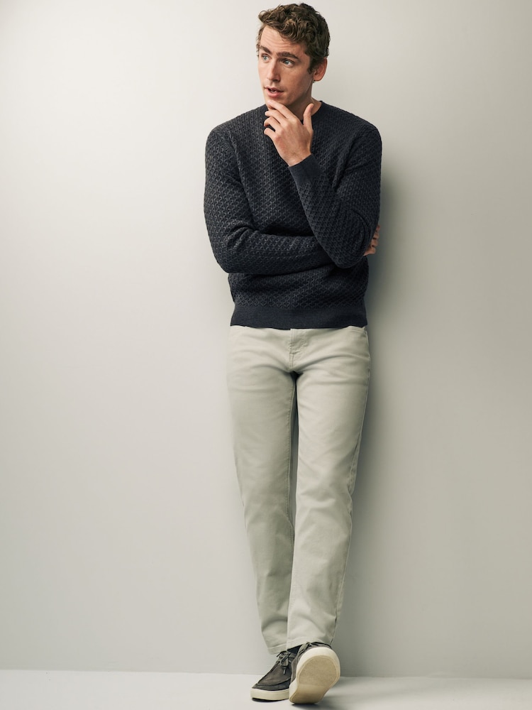 Charcoal Grey Regular Knitted Smart Textured Jumper - Image 2 of 8