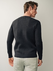 Charcoal Grey Regular Knitted Smart Textured Jumper - Image 3 of 8