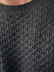 Charcoal Grey Regular Knitted Smart Textured Jumper - Image 5 of 8