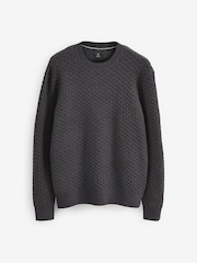 Charcoal Grey Regular Knitted Smart Textured Jumper - Image 6 of 8