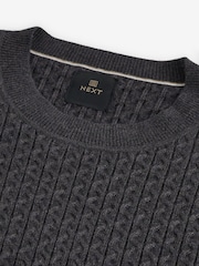 Charcoal Grey Regular Knitted Smart Textured Jumper - Image 7 of 8