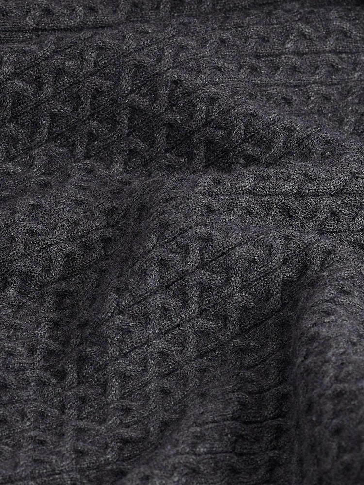 Charcoal Grey Regular Knitted Smart Textured Jumper - Image 8 of 8