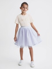 Reiss Lilac Charlotta 4-9 yrs Sequin Midi Skirt - Image 3 of 6