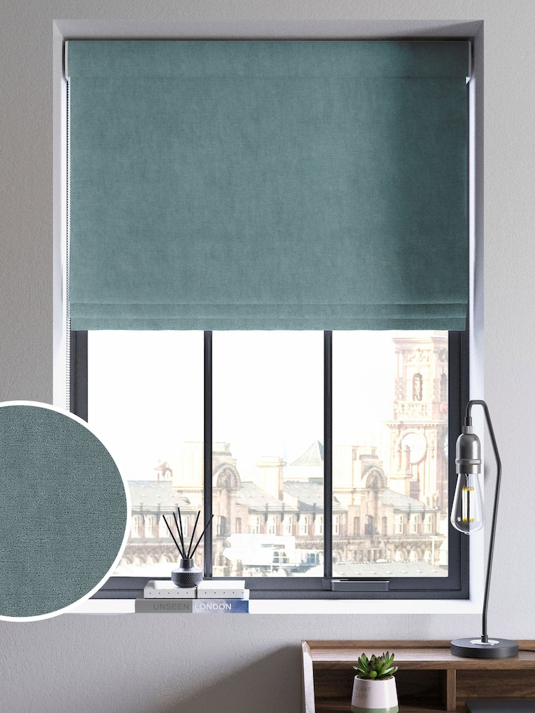 Riviera Blue Abbott Made To Measure Roman Blinds - Image 1 of 6