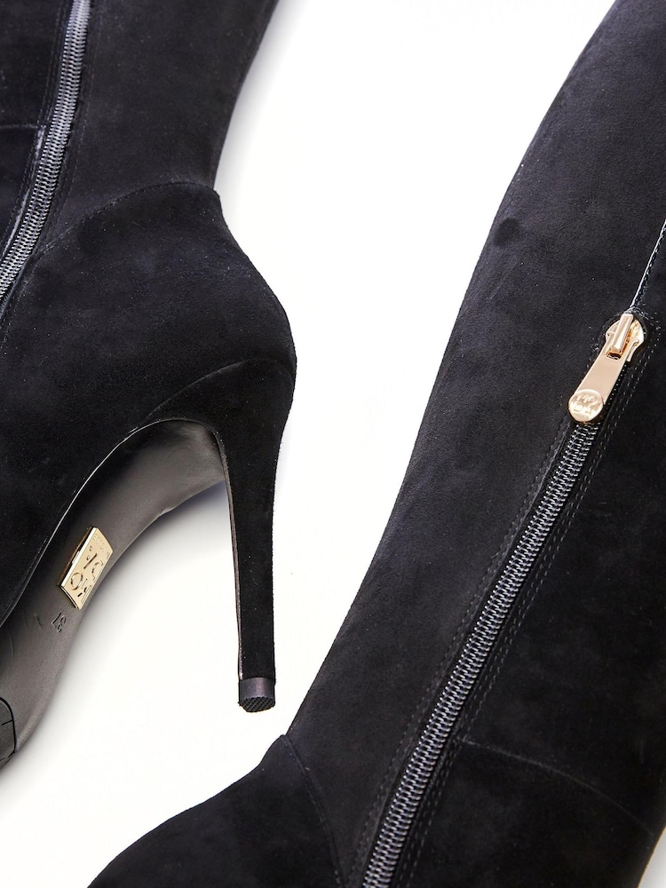 Moda In Pelle Savi Piping Detail Over The Knee Long Suede Boots - Image 4 of 4