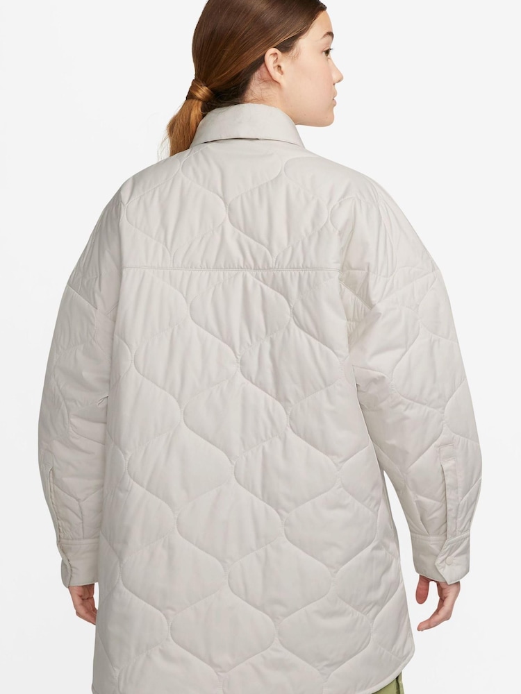 Nike White Sportswear Essentials Quilted Trench Coat - Image 2 of 9