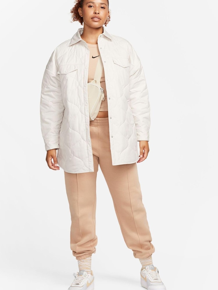 Nike White Sportswear Essentials Quilted Trench Coat - Image 6 of 9
