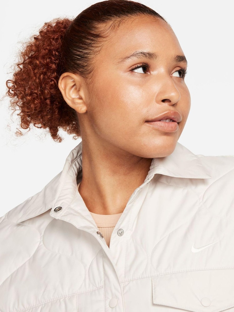 Nike White Sportswear Essentials Quilted Trench Coat - Image 7 of 9