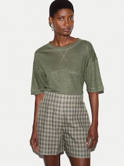 Jigsaw Green Linen Boxy T-Shirt - Image 1 of 4