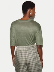 Jigsaw Green Linen Boxy T-Shirt - Image 4 of 4