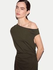 Jigsaw Green Asymmetric Neck Dress - Image 2 of 5