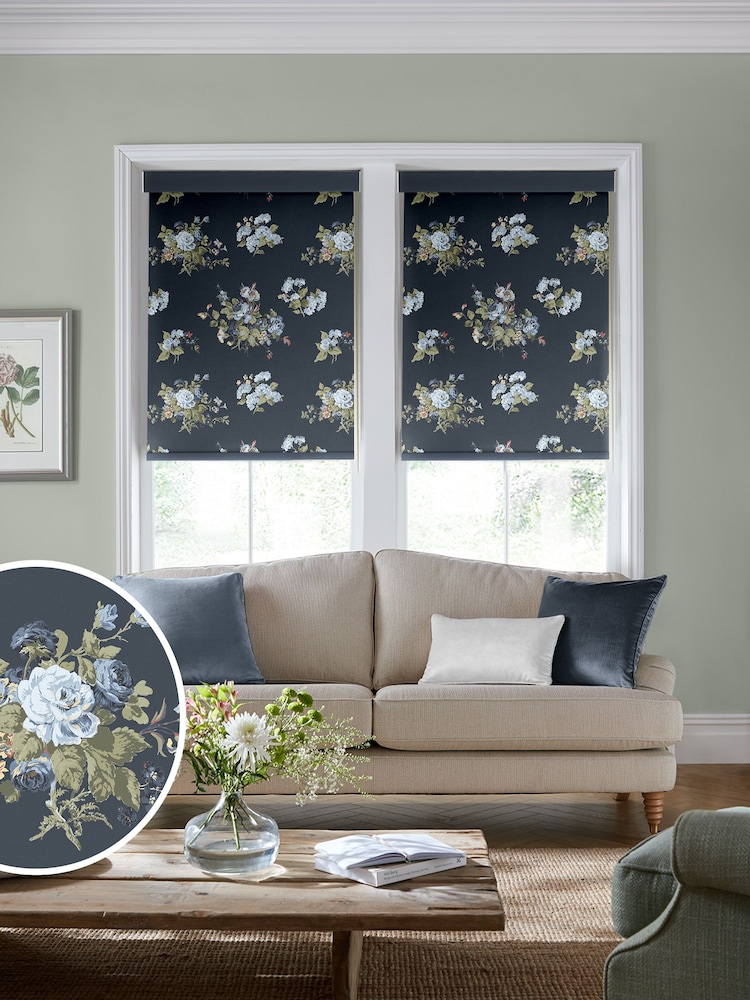 Laura Ashley Blue Rosemore Made To Measure Roller Blind - Image 1 of 6