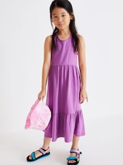 Purple Back Detail Soft Jersey Midi Dress (3-16yrs) - Image 1 of 6