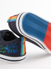 Navy Blue Transport Standard Fit (F) Strap Touch Fastening Shoes - Image 4 of 5