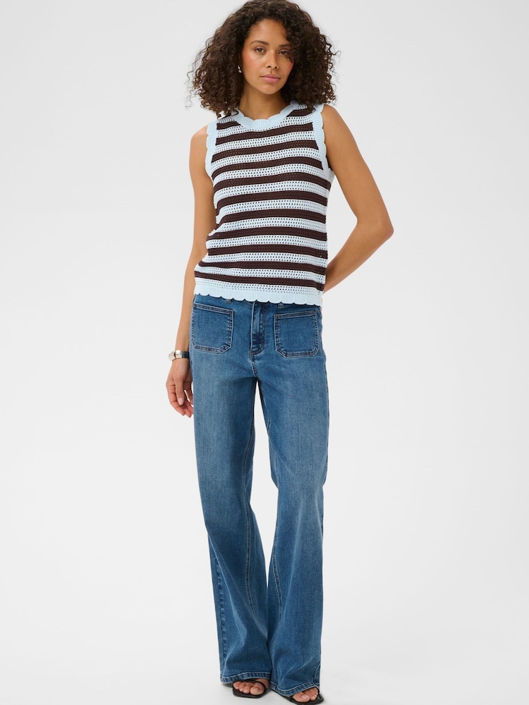 Kaffe Brown KAhillay Cochet Knitted Vest Top - Image 2 of 6 Kaffe Brown KAhillay Cochet Knitted Vest Top - Image 2 of 6
