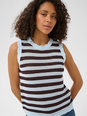 Kaffe Brown KAhillay Cochet Knitted Vest Top - Image 4 of 6