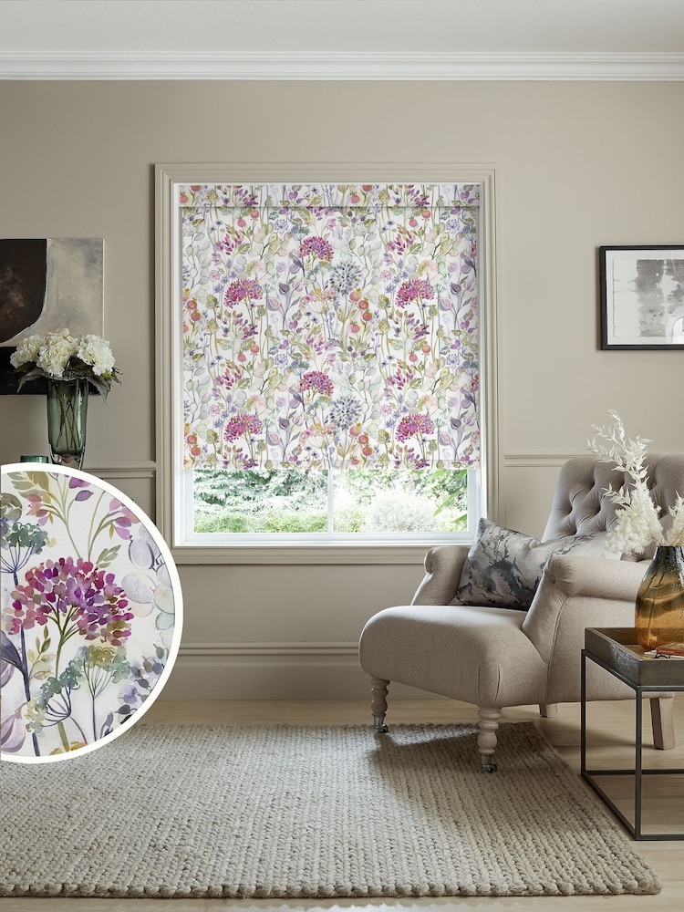 Voyage Lotus Purple Blackout Country Hedgerow Made to Measure Roller Blind - Image 1 of 6