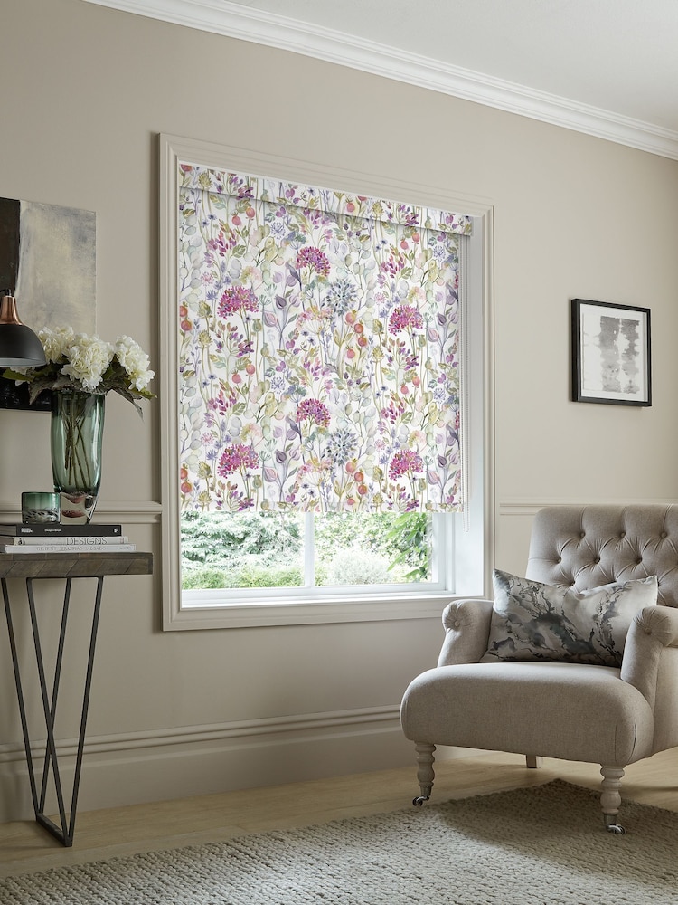 Voyage Lotus Purple Blackout Country Hedgerow Made to Measure Roller Blind - Image 2 of 6