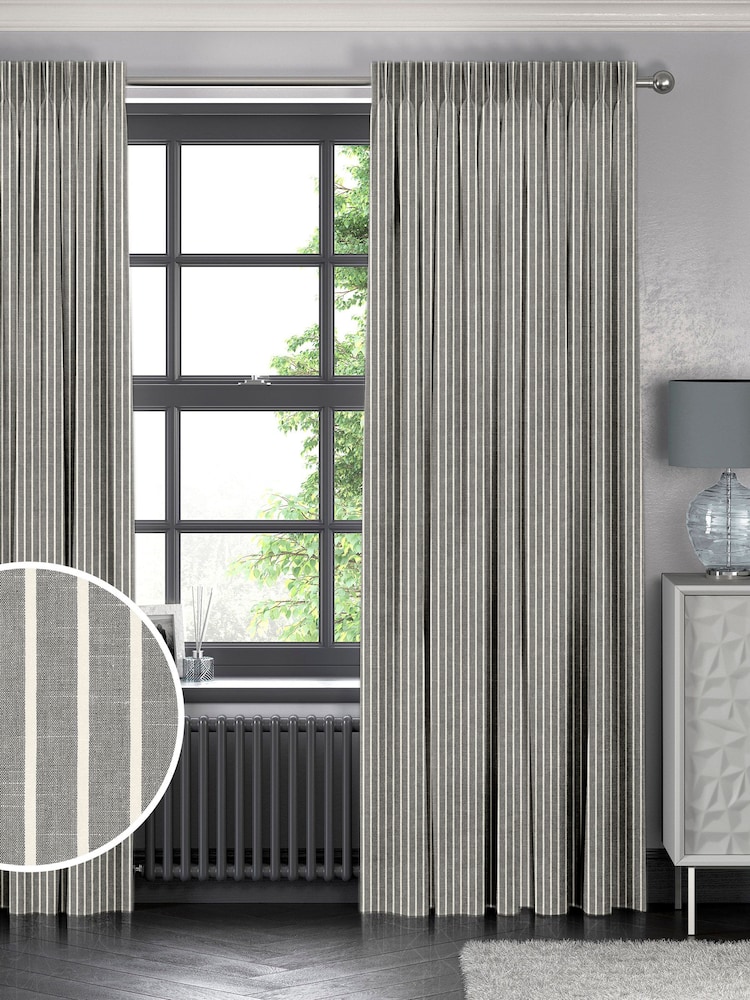 Black Franklin Made To Measure 100% Cotton Curtains - Image 1 of 9