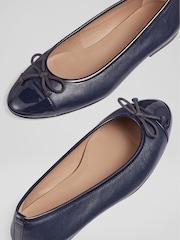 LK Bennett Blue Leather And Patent Kara Toe Cap Ballerinas - Image 4 of 4
