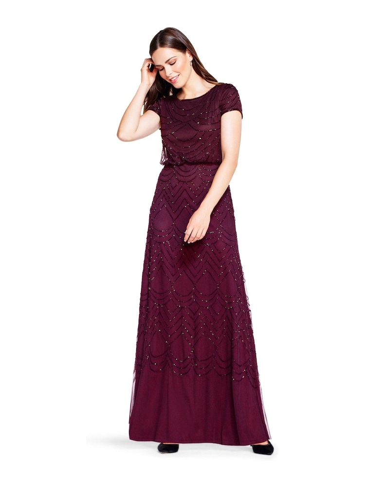 Adrianna Papell Blouson Beaded Dress - Image 1 of 4