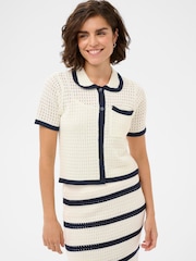 Kaffe Cream KAbrianna Collar Knit Cardigan - Image 1 of 6