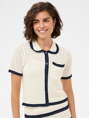 Kaffe Cream KAbrianna Collar Knit Cardigan - Image 3 of 6