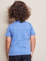 Blue Knitted Short Sleeve Textured Zip Neck Polo Shirt (3mths-7yrs) - Image 5 of 6