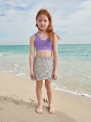 Pink Floral Frill Hem Swim Skirt - Image 1 of 3