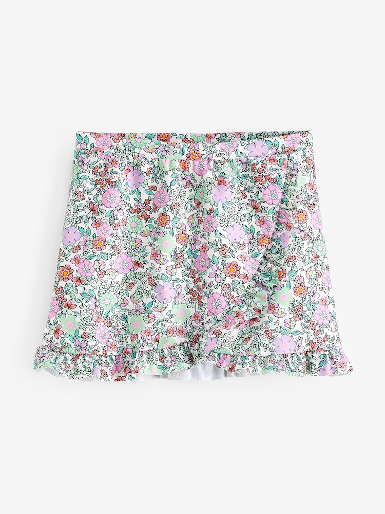 Pink Floral Frill Hem Swim Skirt - Image 3 of 3