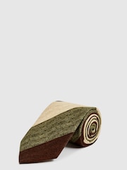 Reiss Green Meteor Club Print Silk Tie - Image 1 of 5