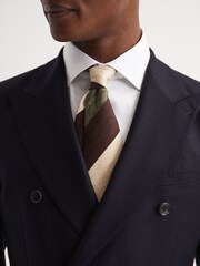 Reiss Green Meteor Club Print Silk Tie - Image 3 of 5
