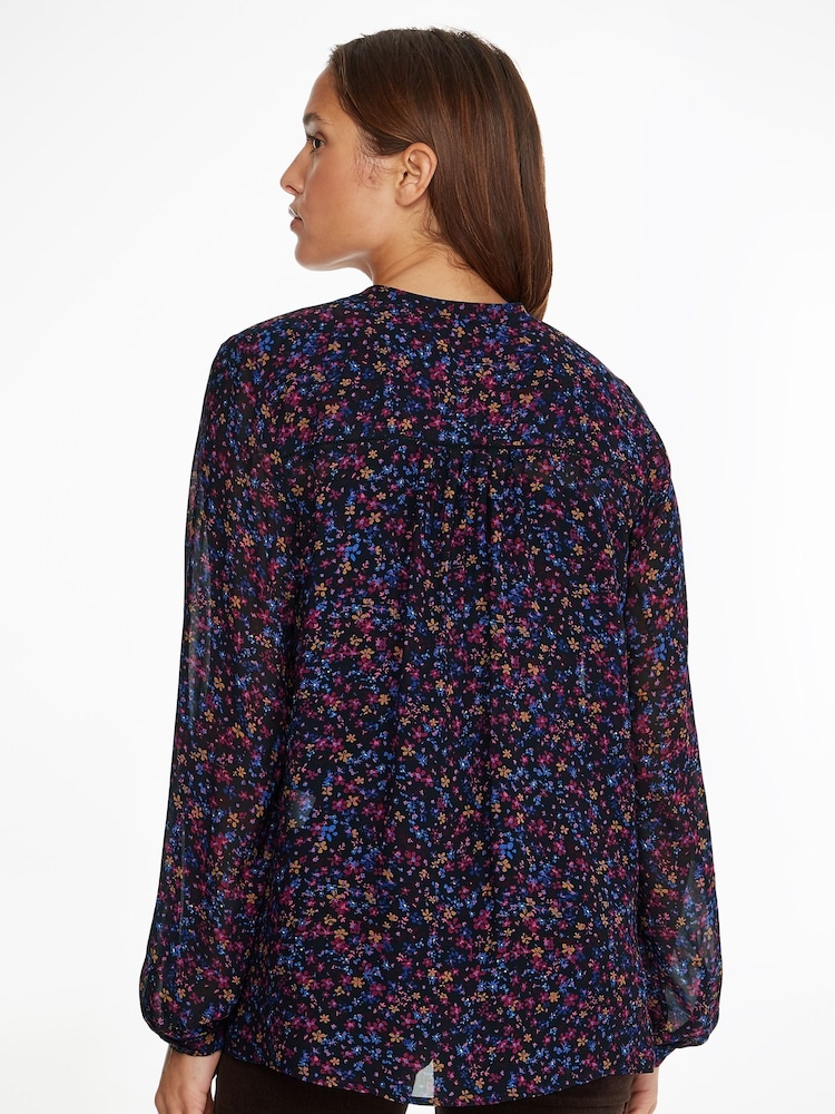 Tommy Hilfiger Purple Floral Chiffon Blouse - Image 2 of 6