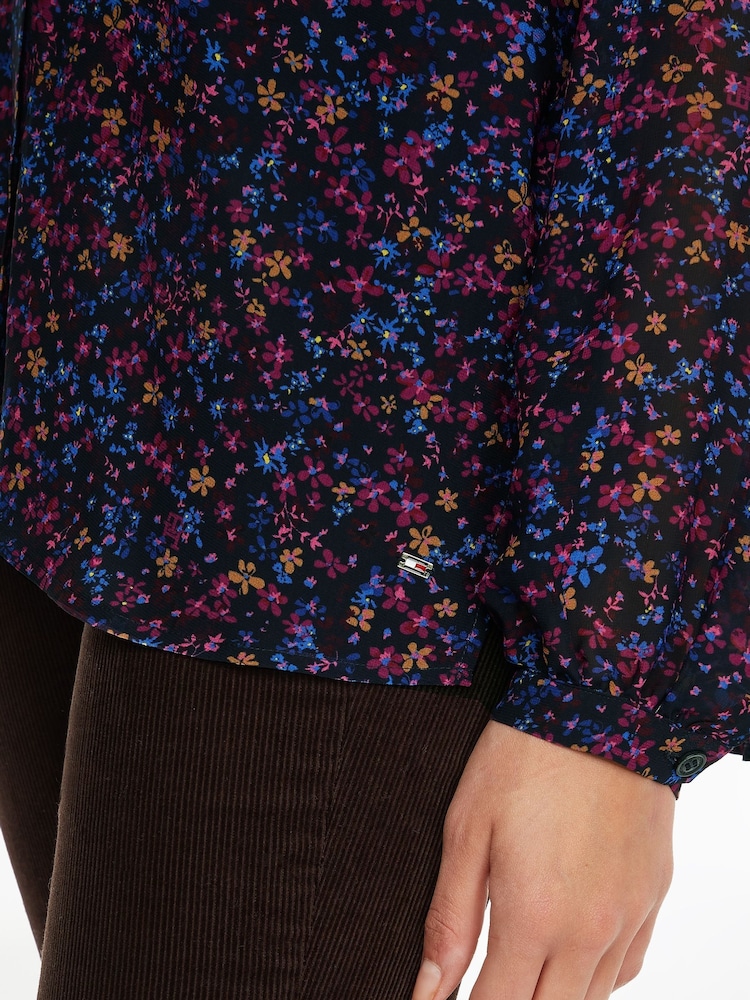 Tommy Hilfiger Purple Floral Chiffon Blouse - Image 3 of 6