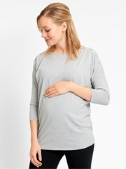 Grau meliert - Jojo Maman Bébé Umstands- und Stillmode Top mit Schulter-Cutout - Bild 1 von 4
