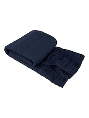 Lazy Linen Navy Blue Washed 100% Linen Throw - Image 3 of 3