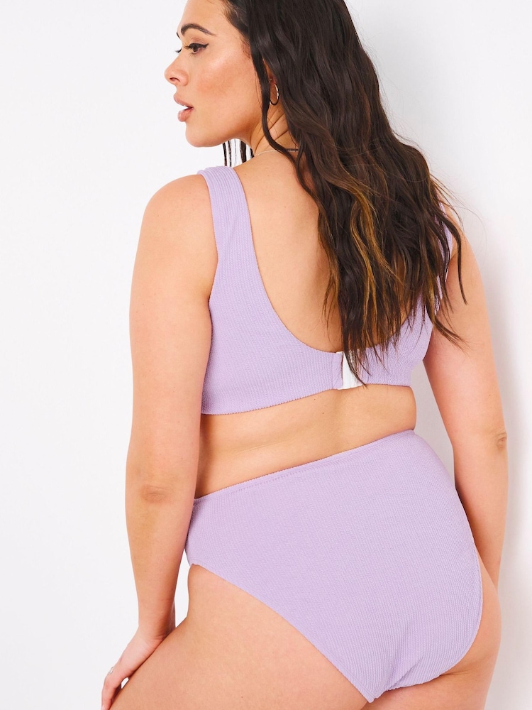 Simply Be Purple Lilac Mix And Match Crinkle Bikini Set - Image 2 of 4