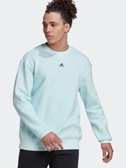 adidas Essentials Blue FeelVivid Cotton Fleece Drop Shoulder Sweatshirt - Image 1 of 5
