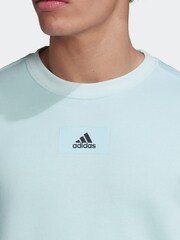 adidas Essentials Blue FeelVivid Cotton Fleece Drop Shoulder Sweatshirt - Image 3 of 5