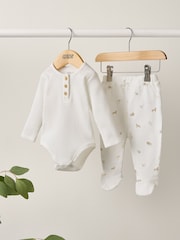 Mamas & Papas 100% Cotton Ribbed And Safari Print Brown Set - Imagen 4 de 4