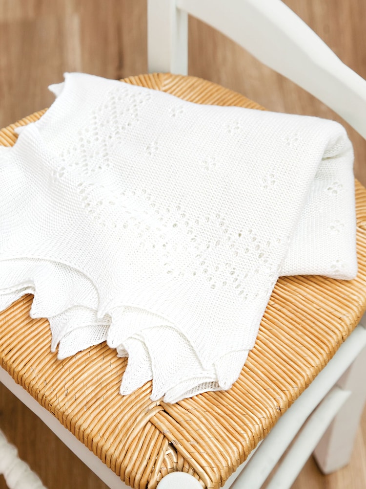 JoJo Maman Bébé White Traditional Newborn Shawl - Image 1 of 5