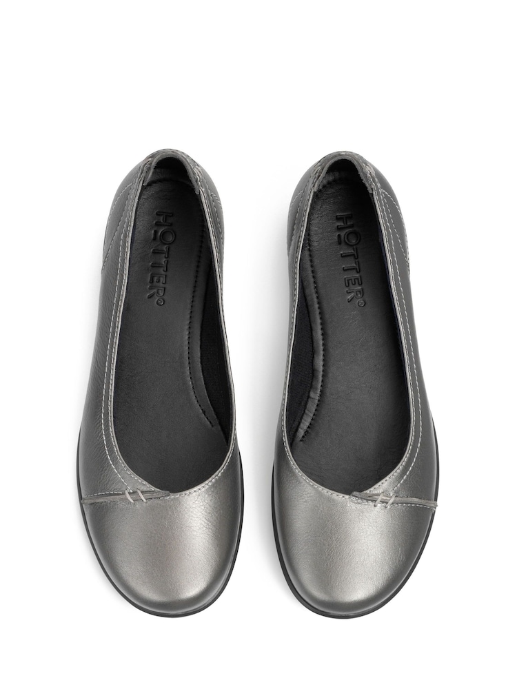 Hotter Silver Wide Fit Robyn II Slip-On Leather Shoes - Image 3 of 4