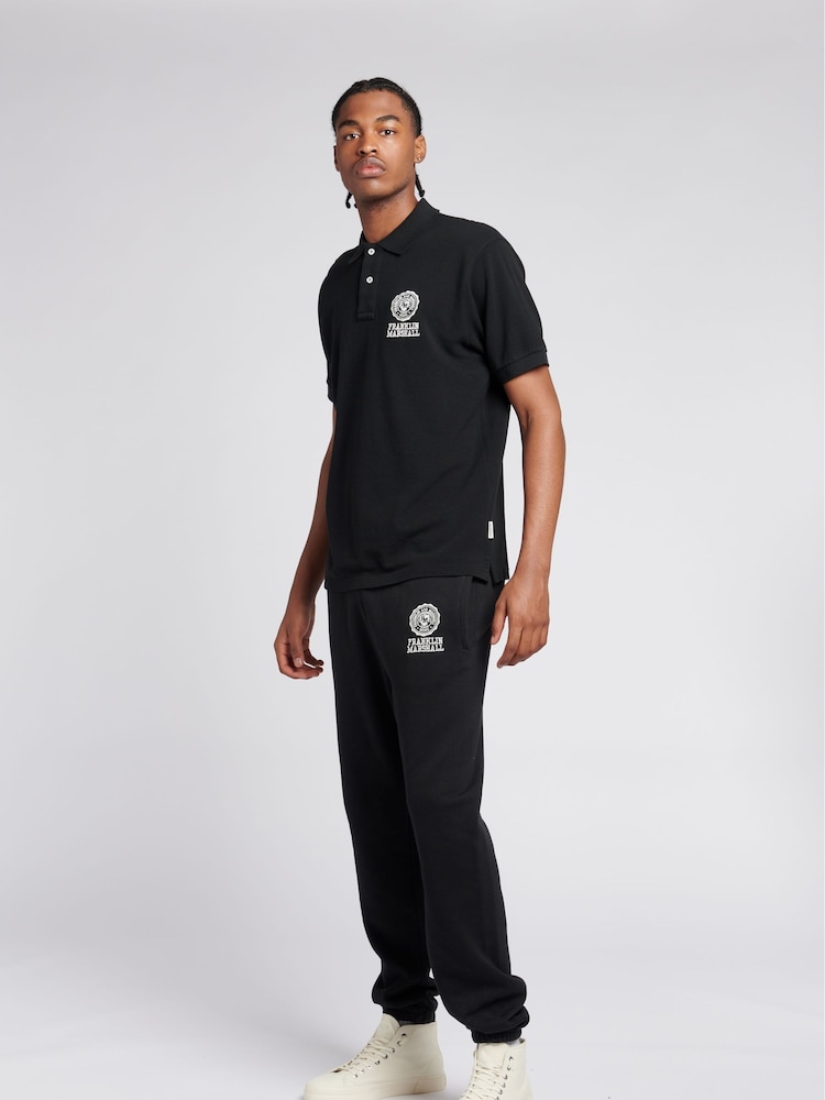 Franklin & Marshall Black Mens Crest 100% Cotton Polo Shirt - Image 4 of 5