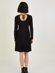 Monsoon Black Tie Back Scallop Neck Dress with LENZING™ ECOVERO™ Jumper - Image 2 of 3