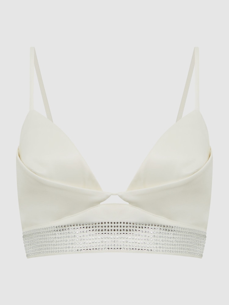 Reiss White Beth Embellished Bra Top - Image 2 of 6