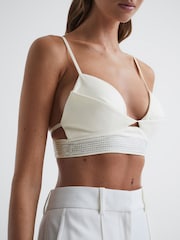 Reiss White Beth Embellished Bra Top - Image 4 of 6